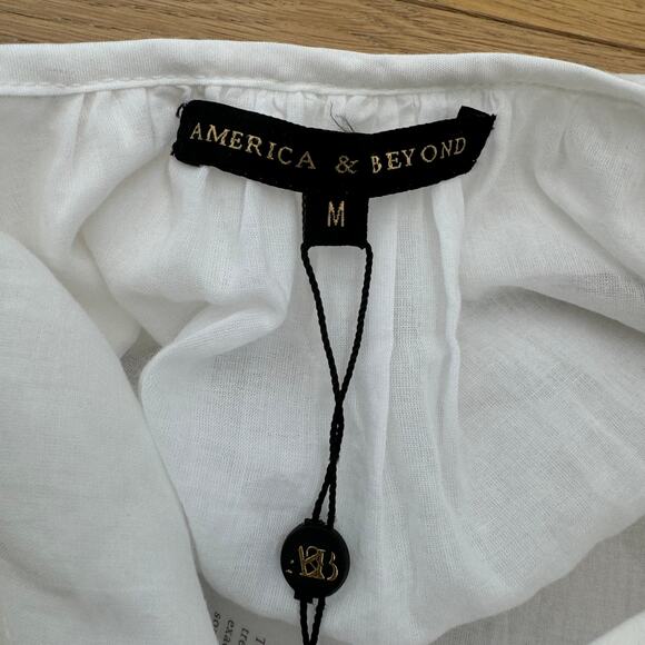 America & Beyond White Rick-Rack Lace Scoop Back Mini Sundress NEW Medium - Picture 7 of 9